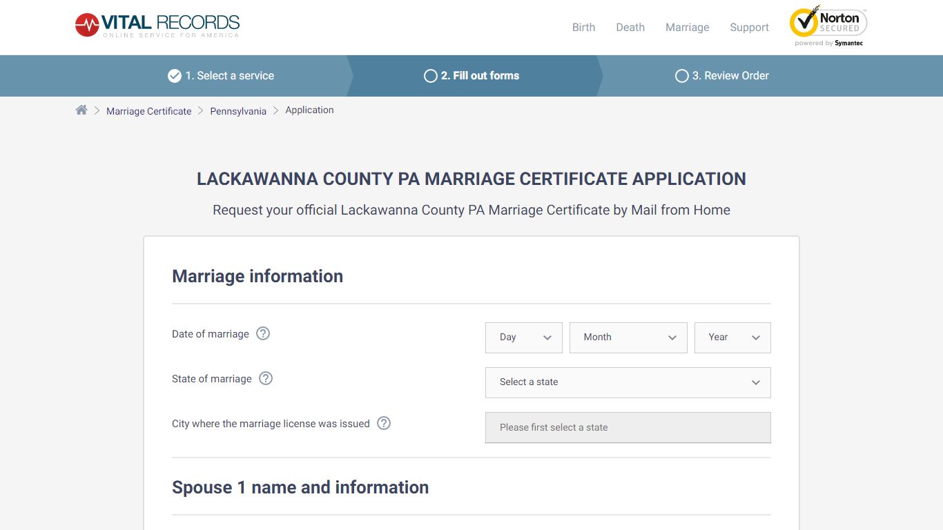 Lackawanna County PA Marriage ... - Vital Records Online